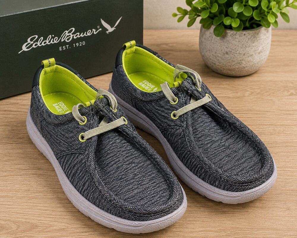 Eddie Bauer Liam Casual Lace Up Shoes Gray Green Youth Size 3 Lightweight